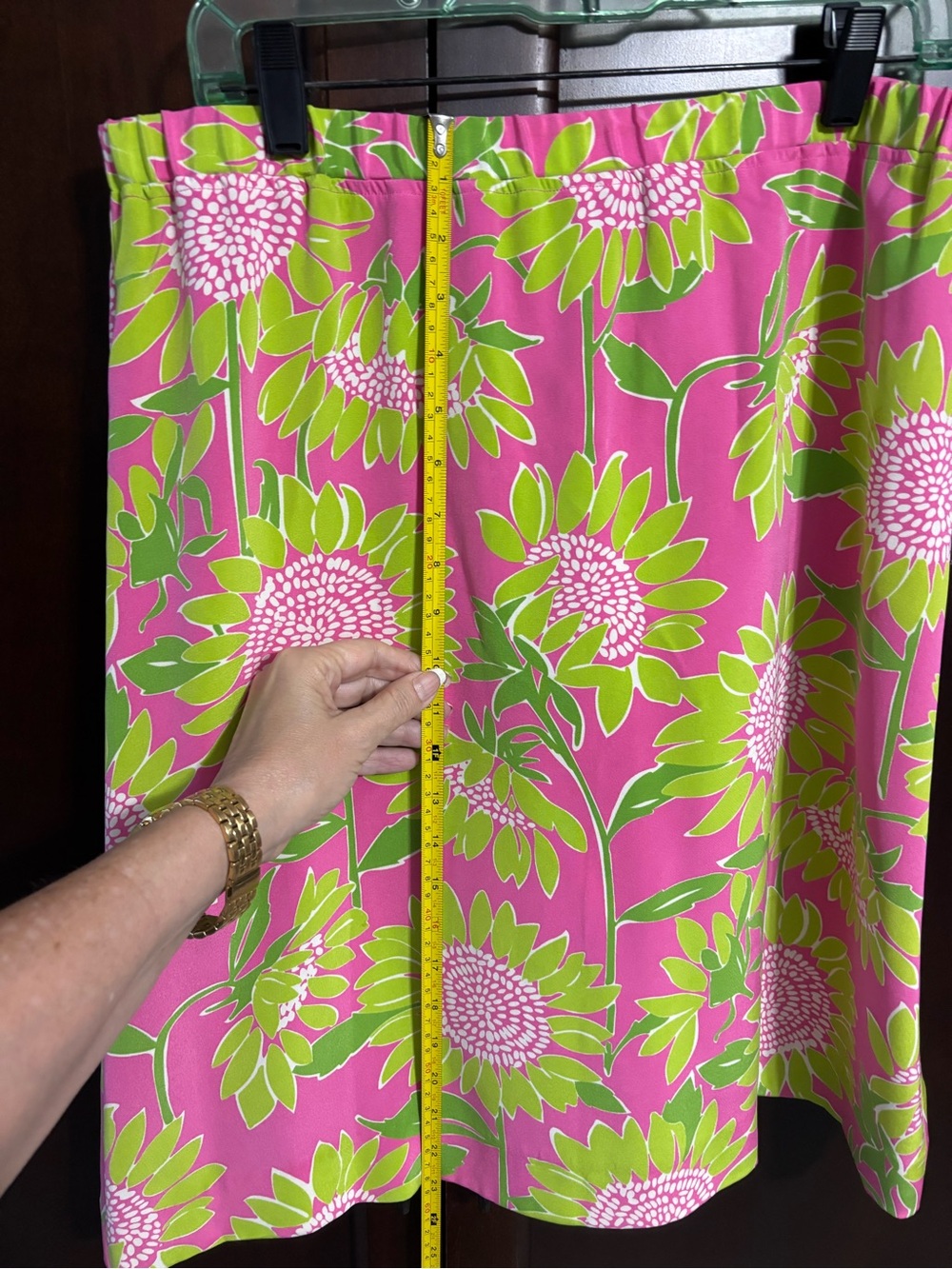 Lilly Pulitzer Hot Pink & Lime Floral A-Line Silk Skirt - Picture 3 of 7